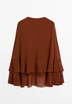 Massimo Dutti CAPE-STYLE GARMENT WITH RUFFLES - Blouse - Bordeaux -Massimo Dutti Shop 9e2c1f7091274d7f89207fb20fcd4b8f