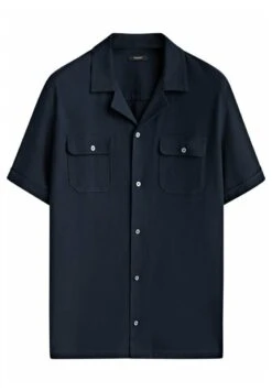 Massimo Dutti Micro- Short Sleeve With Pockets- Shirt - Dark Blue -Massimo Dutti Shop 9e388d287bec417baebbc17940eff53d