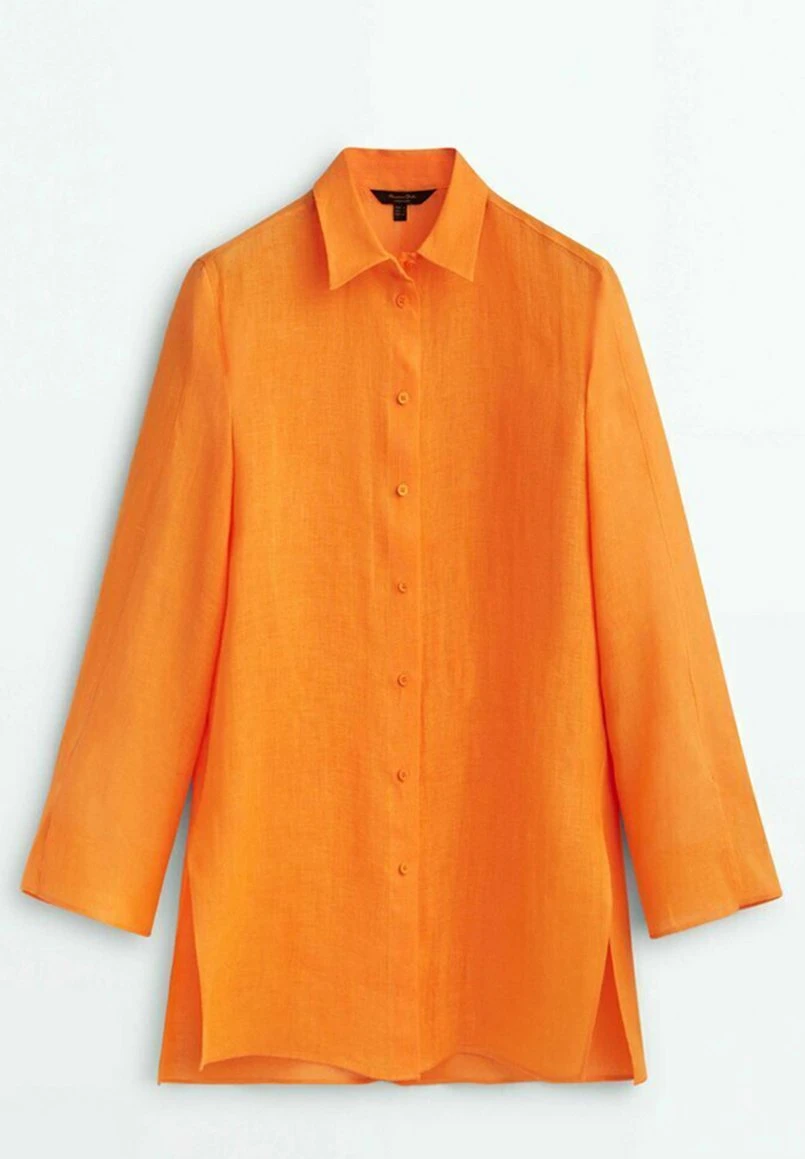 Massimo Dutti Oversize- Button-Down Blouse - Orange 8 Massimo Dutti Oversize- Button-Down Blouse - Orange - Image 6