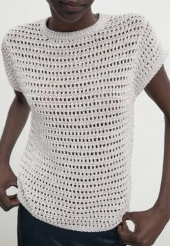 Massimo Dutti Shimmery Thread Open - Basic T-Shirt - Grey 14 Massimo Dutti Shimmery Thread Open - Basic T-Shirt - Grey -Massimo Dutti Shop 9f1697a0c60a4a27aa5391475f632734