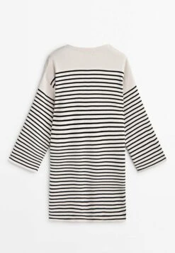 Massimo Dutti Short Striped With Button Detail- Jumper Dress - Dark Blue -Massimo Dutti Shop 9f3e6cf432cb48dca8accfd1adcf1597