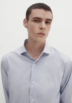 Massimo Dutti Pinstriped Easy Iron- Formal Shirt - Blue -Massimo Dutti Shop 9f407a397ede44ebba8050a2cc909f49