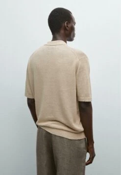 Massimo Dutti V-NECK SHORT SLEEVE - Polo Shirt - Beige -Massimo Dutti Shop 9f6800ebee9a482f9fc214f9f1201529