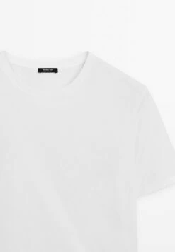 Massimo Dutti REGULAR FIT SHORT SLEEVE - Basic T-shirt - White -Massimo Dutti Shop 9f6aa368fbf94aeea08bff2b46470327