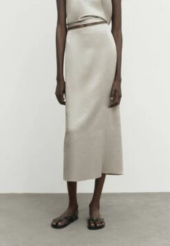 Massimo Dutti Creased-Effect Camisole Midi - A-Line Skirt