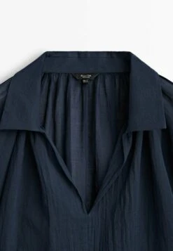 Massimo Dutti Voile With Gathered Details - Blouse - Dark Blue -Massimo Dutti Shop 9ff7d614fae14a1daa1e3787b92ed8f2