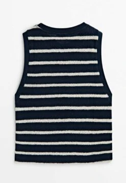 Massimo Dutti Textured Striped Crop - Top - Dark Blue -Massimo Dutti Shop 9ffd62c05b22455088b0ca633182cd51