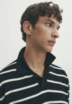 Massimo Dutti Short Sleeve Striped - Polo Shirt - Dark Blue -Massimo Dutti Shop a0097a7380554f8e8ac6ccd40ec30f08