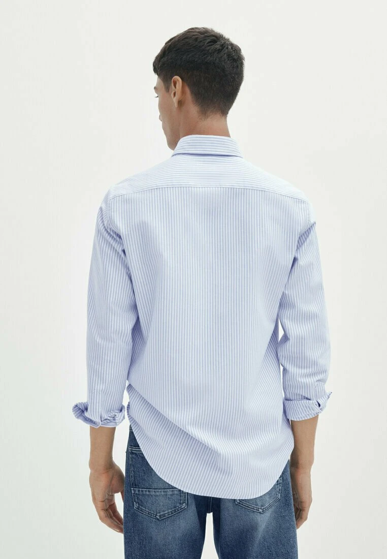 Massimo Dutti Soft Wash Regular Fit Striped Oxford- Shirt - Light Blue 5 Massimo Dutti Soft Wash Regular Fit Striped Oxford- Shirt - Light Blue - Image 3