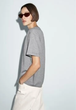 Massimo Dutti CREW NECK WITH SHORT SLEEVES - Basic T-shirt - Grey -Massimo Dutti Shop a05e7e93957847508ec4d231d06d5cd3