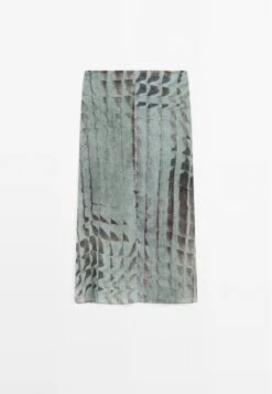 Massimo Dutti PRINTED MIDI WITH GATHERED DETAIL - A-line Skirt - Blue -Massimo Dutti Shop a06936f6f3ff4b26b19994d8071e5ec4