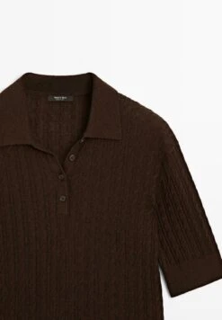 Massimo Dutti ELBOW SLEEVES WITH POLO COLLAR - Polo Shirt - Mottled Dark Brown -Massimo Dutti Shop a078716dd73a422a8f8e0adff652b1c9