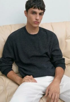 Massimo Dutti DENIM-EFFECT CREW NECK - Jumper - Dark Blue -Massimo Dutti Shop a0b1cdf51efd42589286ea770e912ec6