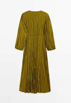 Massimo Dutti Pleated Midi With Drawstrings - Day Dress -Massimo Dutti Shop a0b9df95a7864b9babb65734e1f825bb