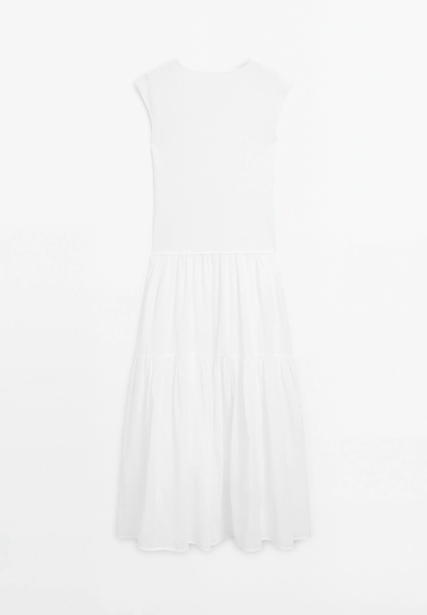 Massimo Dutti LONG CONTRAST V-NECK - Maxi Dress - White 9 Massimo Dutti LONG CONTRAST V-NECK - Maxi Dress - White - Image 7