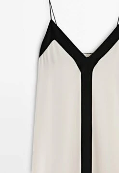 Massimo Dutti Strappy With Contrast V Neck - Maxi Dress -Massimo Dutti Shop a0fd25a744684fdb93d55cda59b6f09a