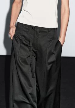 Massimo Dutti PALAZZO WITH TIE - Trousers - Black -Massimo Dutti Shop a12d00487eab453fa51a20c0dff4f005