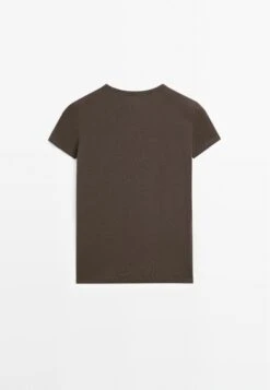 Massimo Dutti SHORT SLEEVE WITH TRIM DETAILS - Basic T-shirt - Dark Brown -Massimo Dutti Shop a13660bdde9d4dfaac1f50de5d5076e1