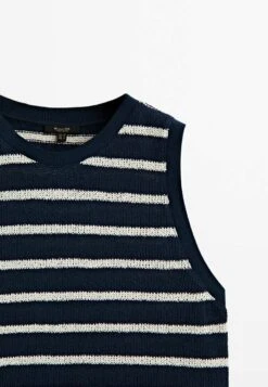 Massimo Dutti Textured Striped Crop - Top - Dark Blue -Massimo Dutti Shop a16badc104974b28bbbb6e87274e0fcb