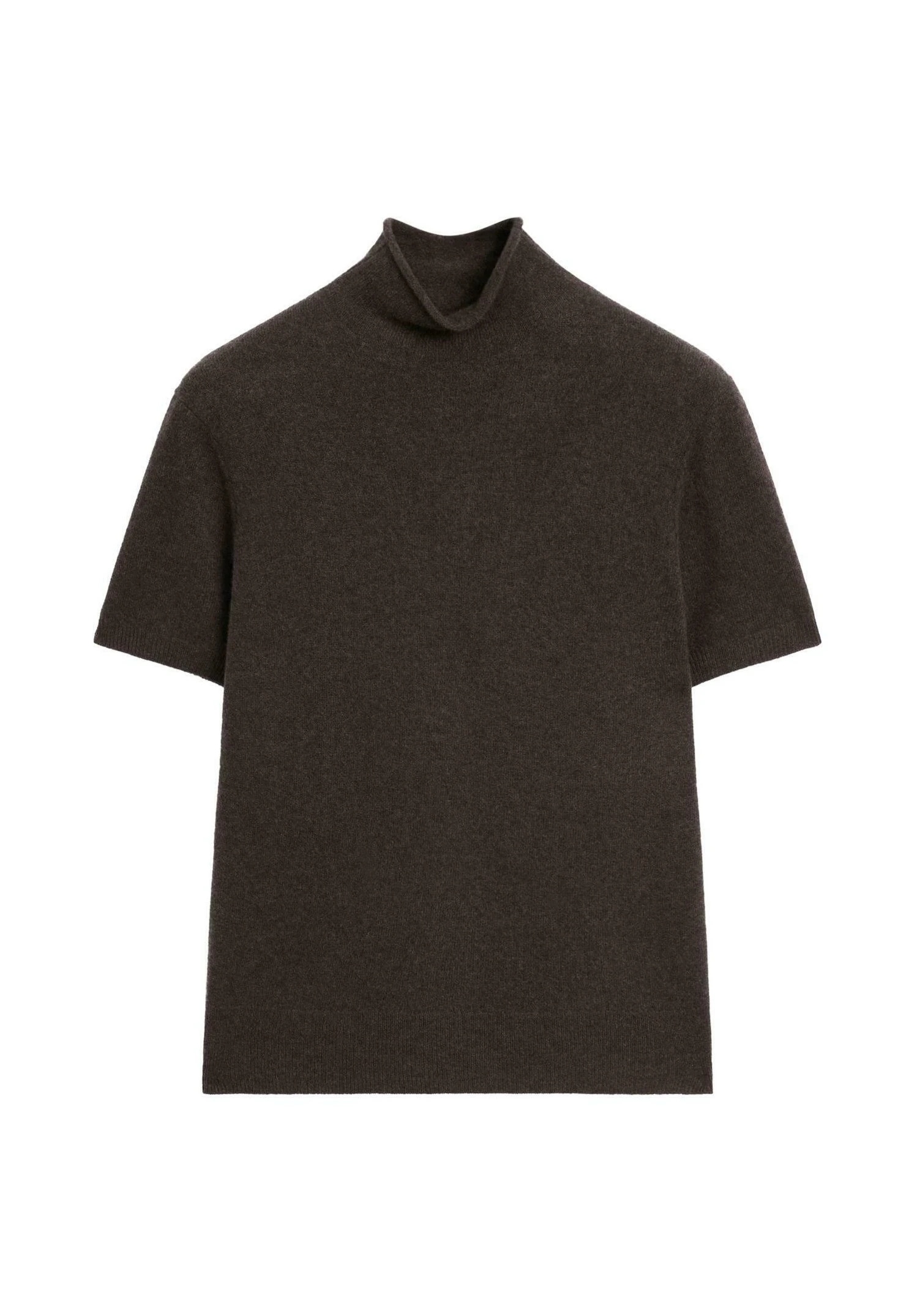 Massimo Dutti HIGH NECK WITH SHORT SLEEVE - Basic T-shirt - Mottled Dark Brown 6 Massimo Dutti HIGH NECK WITH SHORT SLEEVE - Basic T-shirt - Mottled Dark Brown - Image 4