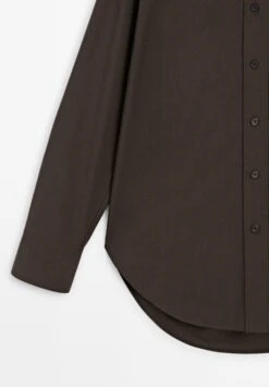 Massimo Dutti LONG BUTTONED - Button-down Blouse - Brown -Massimo Dutti Shop a1b24210438b416284b93c0f08cc538a