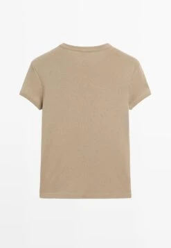 Massimo Dutti CREW NECK WITH SHORT SLEEVES - Basic T-shirt - Stone -Massimo Dutti Shop a1f6ea36ac44473380956766d91fbb30