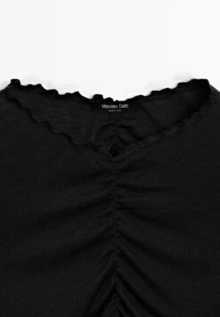 Massimo Dutti GATHERED LONG SLEEVE WITH V-NECK - Long Sleeved Top - Black -Massimo Dutti Shop a2099862bb384f6fa5c88d66c04a7911