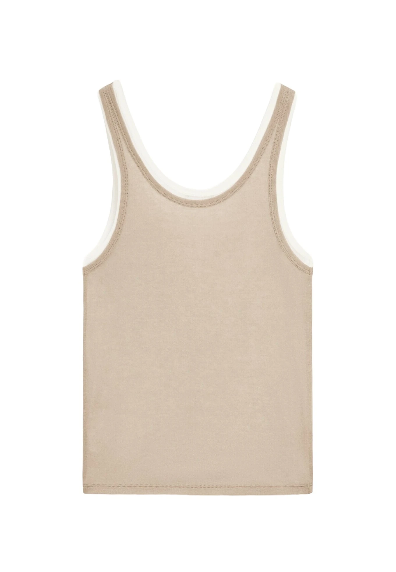 Massimo Dutti DOUBLE-STRAP WITH ROUND NECK - Basic T-shirt - Beige 8 Massimo Dutti DOUBLE-STRAP WITH ROUND NECK - Basic T-shirt - Beige - Image 6