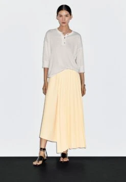 Massimo Dutti MIDI WITH PLANK DETAIL - A-line Skirt - Light Yellow -Massimo Dutti Shop a2de2819a1fc45f99ca49970b6ecd49b
