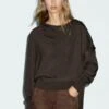 Massimo Dutti LONG SLEEVED WITH SCARF DETAIL - Jumper - Dark Brown