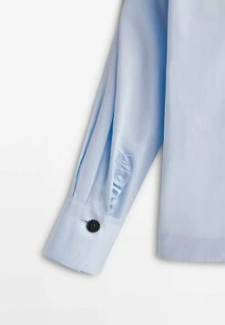 Massimo Dutti Studio - Poplin With Ruffled Pocket- Button-Down Blouse - Blue -Massimo Dutti Shop a31ef6bb7ba343068b56eef6f9147bbb