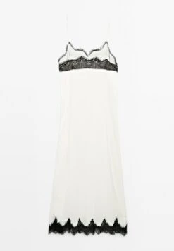 Massimo Dutti CONTRAST LACE-TRIMMED MIDI - Day Dress - White -Massimo Dutti Shop a3c649e5dec04e10ad721690d692ab56