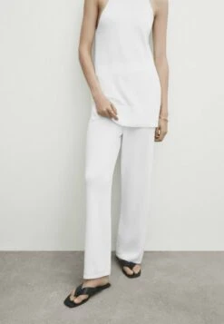 Massimo Dutti Textured - Trousers - White