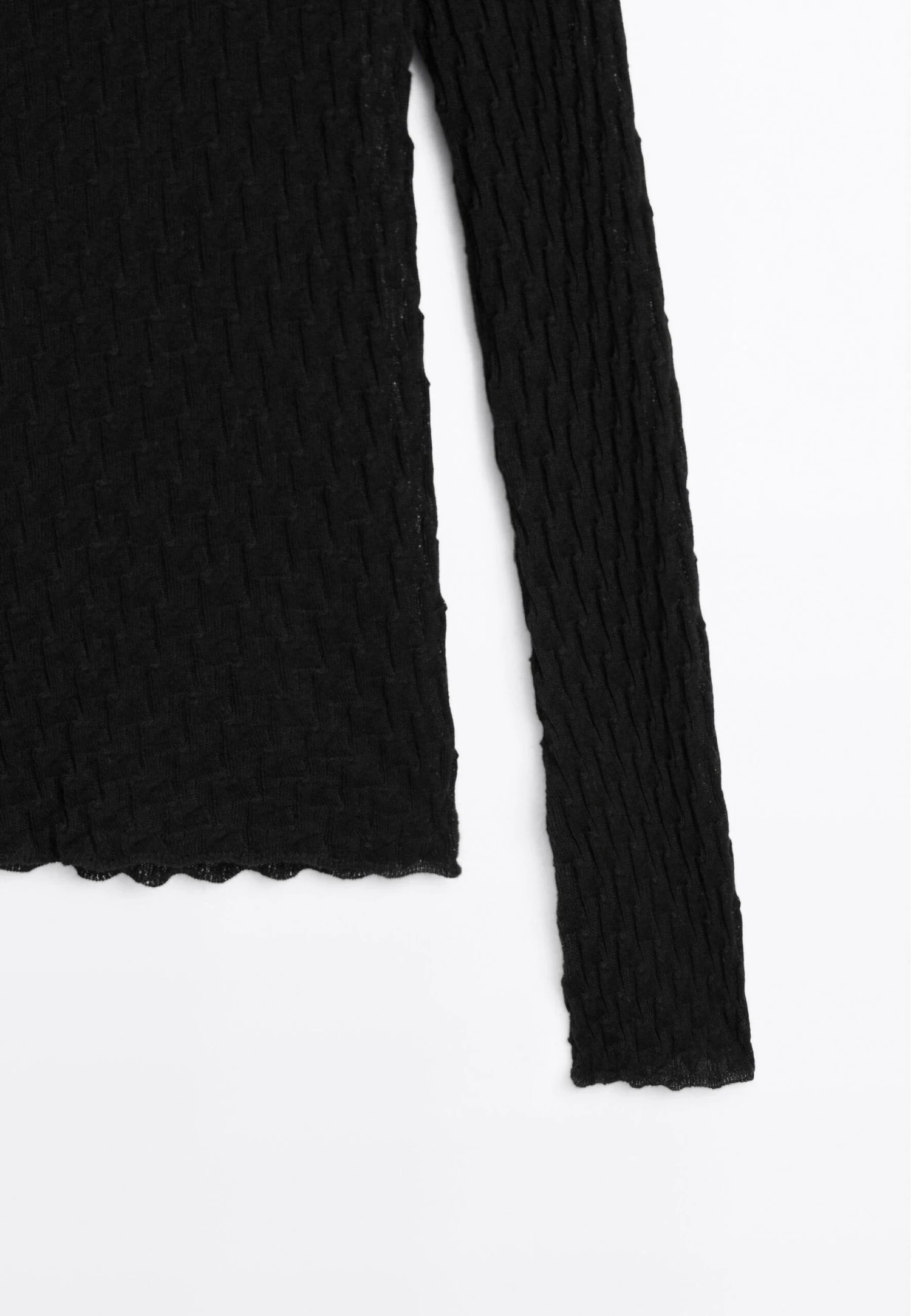 Massimo Dutti CREW NECK LONG SLEEVE TEXTURED - Long Sleeved Top - Black 11 Massimo Dutti CREW NECK LONG SLEEVE TEXTURED - Long Sleeved Top - Black - Image 9