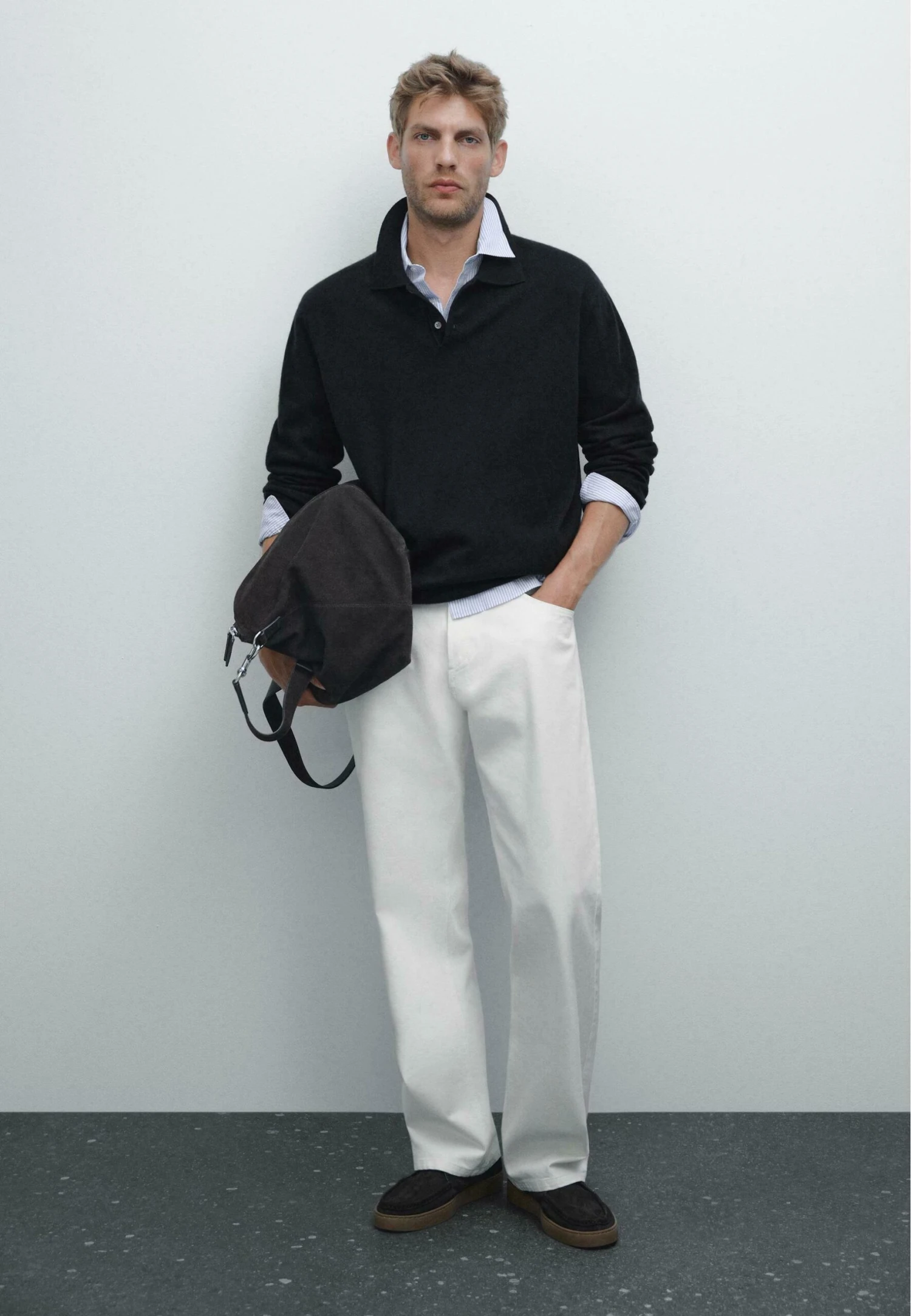 Massimo Dutti CASHMERE LONG SLEEVE POLO COLLAR - Long Sleeved Top - Dark Blue 6 Massimo Dutti CASHMERE LONG SLEEVE POLO COLLAR - Long Sleeved Top - Dark Blue - Image 4