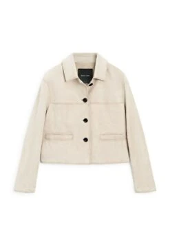 Massimo Dutti SHORT WITH TOPSTITCHING - Leather Jacket - Light Grey -Massimo Dutti Shop a4846a6e093744bf9c0623634901a642