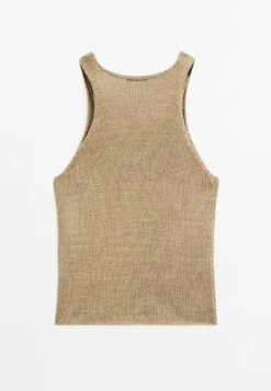 Massimo Dutti CROPPED WITH NECK DETAIL - Top - BEIGE -Massimo Dutti Shop a48d6ee295a74d1d887387dbc64eb382