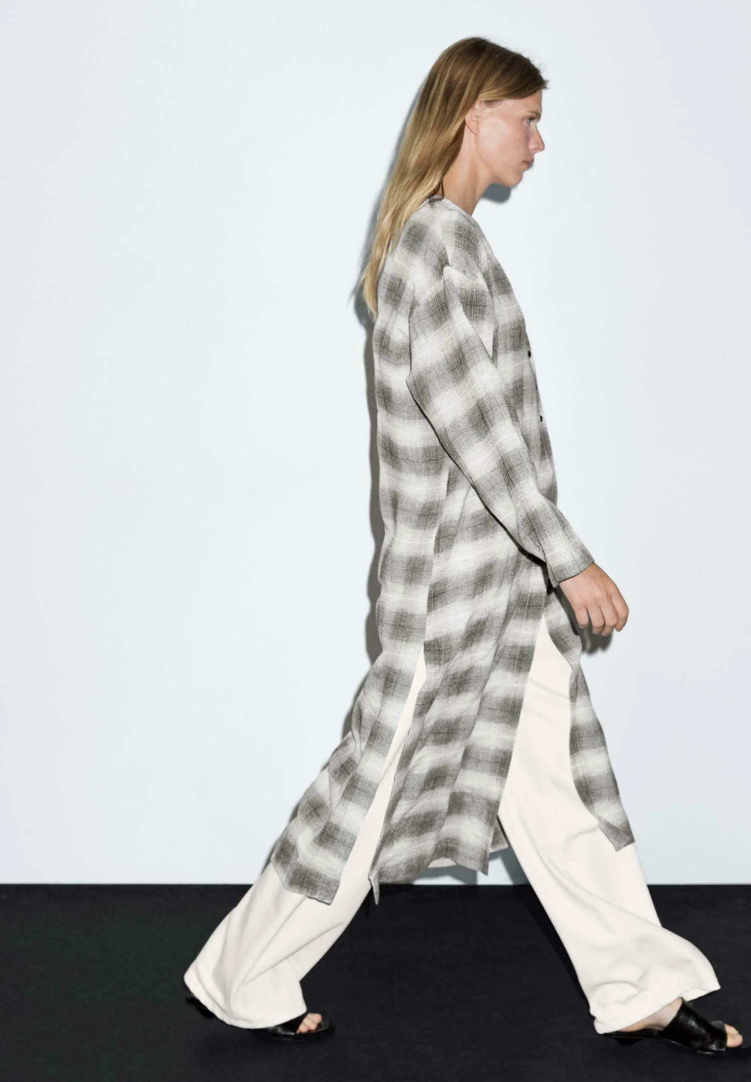 Massimo Dutti LONG CHECK TUNIC DRESS - Shirt Dress - Grey 5 Massimo Dutti LONG CHECK TUNIC DRESS - Shirt Dress - Grey - Image 3