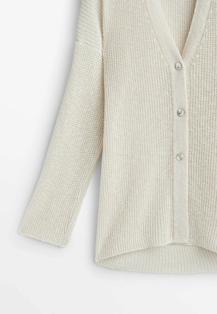 Massimo Dutti PurlWith Vents- Cardigan - Beige 9 Massimo Dutti PurlWith Vents- Cardigan - Beige - Image 7