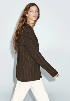 Massimo Dutti Cardigan - Mottled Dark Brown -Massimo Dutti Shop a52fd6a15135464ab1021ff3d6fb4463