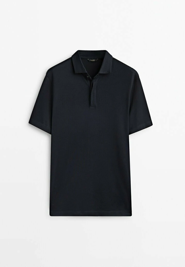 Massimo Dutti Short Sleeve Gassed- Polo Shirt - Dark Blue 10 Massimo Dutti Short Sleeve Gassed- Polo Shirt - Dark Blue - Image 8