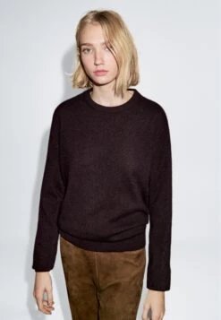 Massimo Dutti KNITTED CREW NECK SWEATER - Jumper - Dark Brown -Massimo Dutti Shop a57e1d4864d248deaa1adc16e3152af3