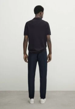 Massimo Dutti Milano Short Sleeve- Polo Shirt - Blue Black Denim -Massimo Dutti Shop a595508d2a0e4bcb95336352f9549762