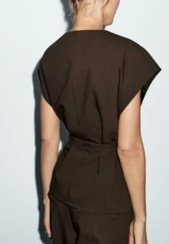 Massimo Dutti DOUBLE-BREASTED V-NECK WITH TIES - Summer Jacket - Mottled Dark Brown -Massimo Dutti Shop a5c7853c934d449286a9227c862f08cb