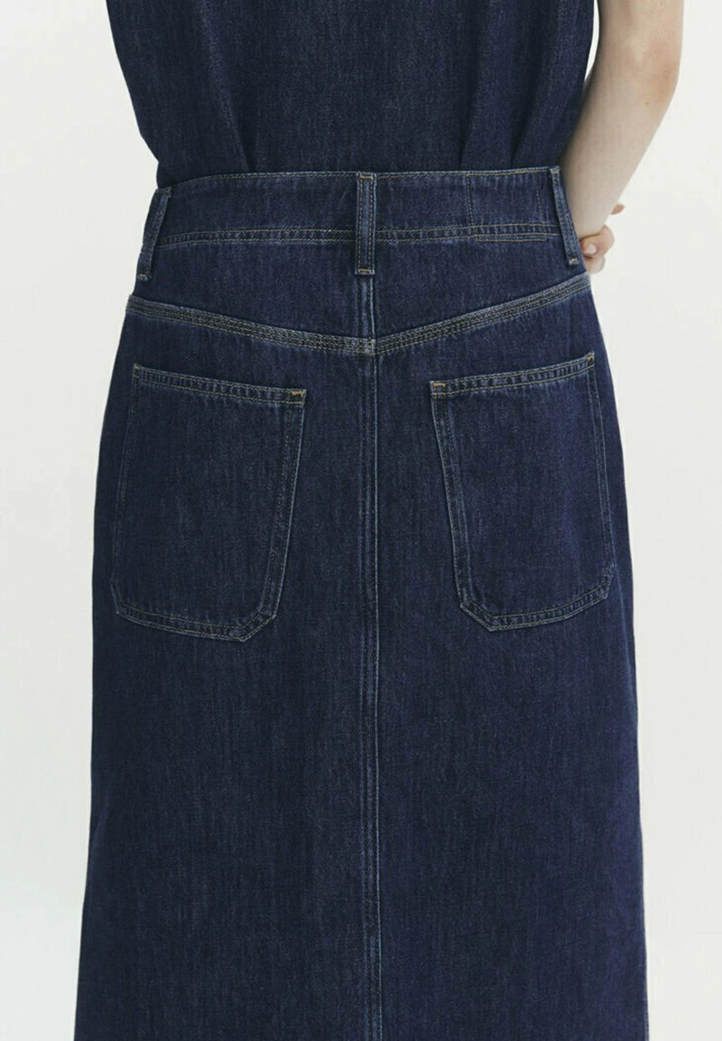 Massimo Dutti Carpenter Midi With Buttons - A-Line Skirt - Dark Blue 6 Massimo Dutti Carpenter Midi With Buttons - A-Line Skirt - Dark Blue - Image 4