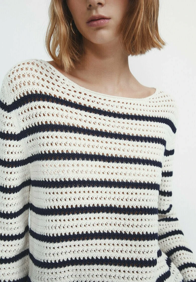 Massimo Dutti Striped Crochet - Jumper - Beige 5 Massimo Dutti Striped Crochet - Jumper - Beige - Image 3