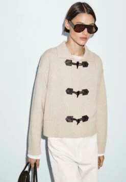 Massimo Dutti HORN BUTTONS - Cardigan - Light Brown