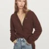 Massimo Dutti BUTTONED OVERSIZE WITH V-NECK - Cardigan - Bordeaux