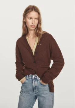 Massimo Dutti BUTTONED OVERSIZE WITH V-NECK - Cardigan - Bordeaux