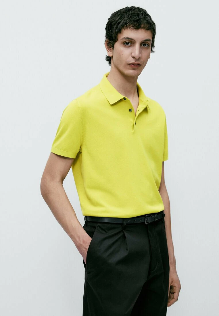 Massimo Dutti Short Sleeve- Polo Shirt - Neon Yellow